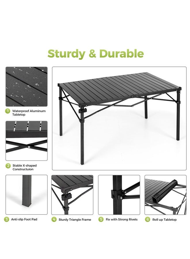 ويمارت طاولة قابلة للطي، طاولة نزهة، طاولة نزهة قابلة للطي، طاولة خارجية كبيرة قابلة للطي مصنوعة من سبائك الألومنيوم المحمولة مع حقيبة تخزين 55*120 سم - Image 4