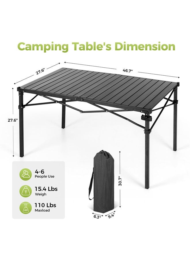 ويمارت طاولة قابلة للطي، طاولة نزهة، طاولة نزهة قابلة للطي، طاولة خارجية كبيرة قابلة للطي مصنوعة من سبائك الألومنيوم المحمولة مع حقيبة تخزين 55*120 سم - Image 2