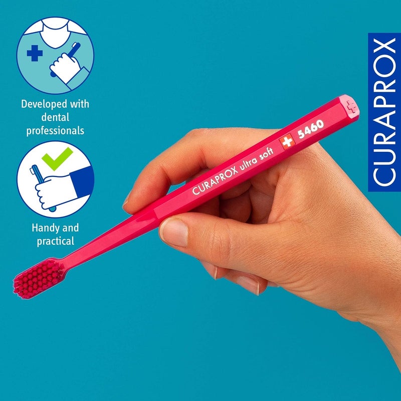 CURAPROX CS 5460 Ultra Soft Toothbrush - Adult Teeth & Gum Care/Curen Super Soft Bristles for Gentle Cleaning/Magenta, Single Packaging/Swiss Made - Image 3