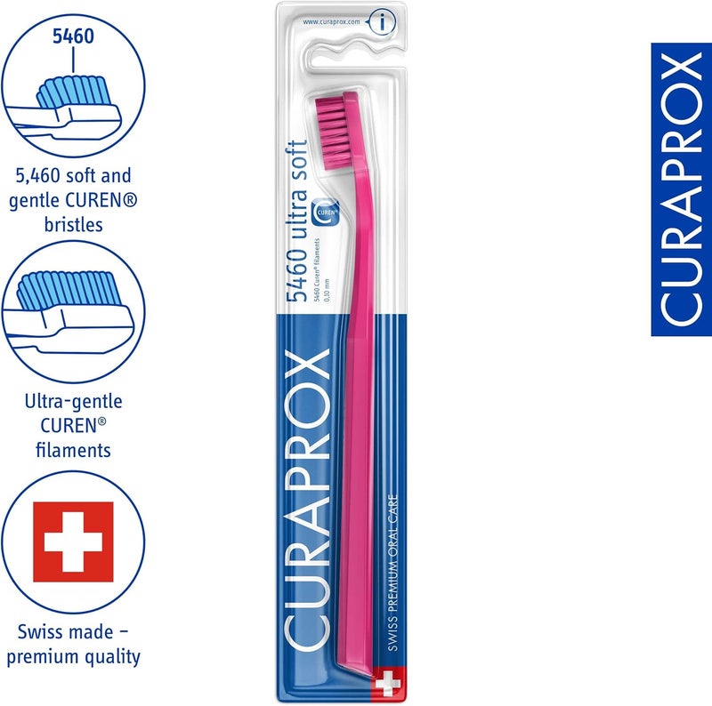 CURAPROX CS 5460 Ultra Soft Toothbrush - Adult Teeth & Gum Care/Curen Super Soft Bristles for Gentle Cleaning/Magenta, Single Packaging/Swiss Made - Image 1