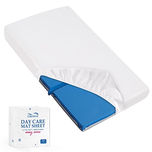 Coldwind Nap Mat Cover 19" x 45" x 4" Fit for ECR4Kids Everyday Folding Rest Mat, Super Soft & Breathable Microfiber Baby Nap Mat Sheet for Preschool or Day Care, Boys and Girls, White - Image 1