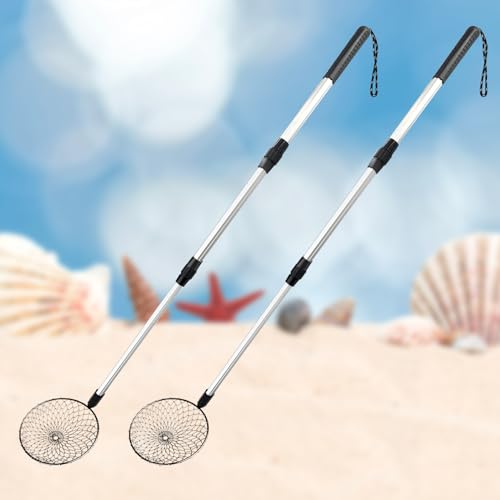zeeloopbee 2PCS Sand Sifter for The Beach Beach Sand Scoop Adjustable Shell Sifting Shovels Shell Scooper for Beach with Long Handle Beach Shark Tooth Sifter for The Beach - Image 1