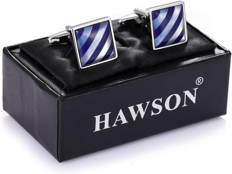 HAWSON Cufflinks for Men Gift Box Packing, Handmade Classic Mother of Pearl Silver Cuff Links for Men’s French Shirt, Personalized Gifts Accessories for Men - Image 4