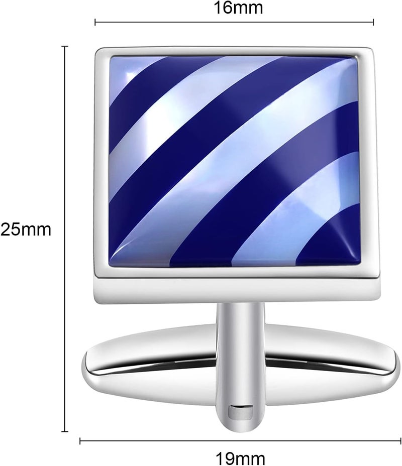 HAWSON Cufflinks for Men Gift Box Packing, Handmade Classic Mother of Pearl Silver Cuff Links for Men’s French Shirt, Personalized Gifts Accessories for Men - Image 3