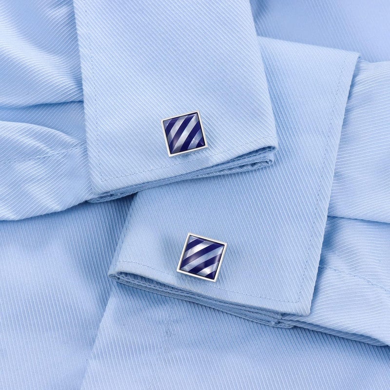 HAWSON Cufflinks for Men Gift Box Packing, Handmade Classic Mother of Pearl Silver Cuff Links for Men’s French Shirt, Personalized Gifts Accessories for Men - Image 5