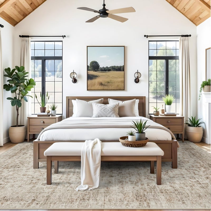 RUUGME Living Room 9x12 Area Rugs - Large Boho Rugs for Living Room Stain Resistant Carpet Vintage Tribal Rugs for Bedroom with Non Slip Backing Home Decor Floor Decoration Mat 9x12 Beige/Brown - Image 2