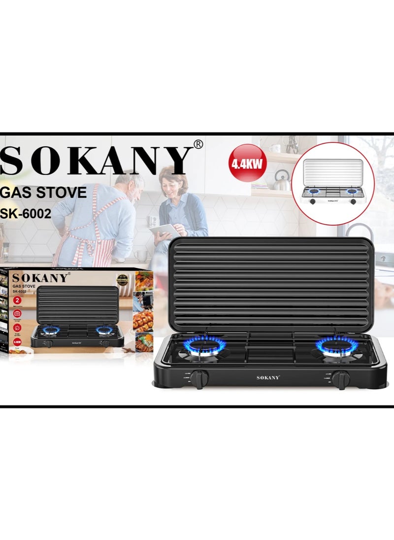 sokany Sokany 4.4 KW Gas Cooker, 2 Burners, SK-6002 with 1 Year Warranty  - Image 1