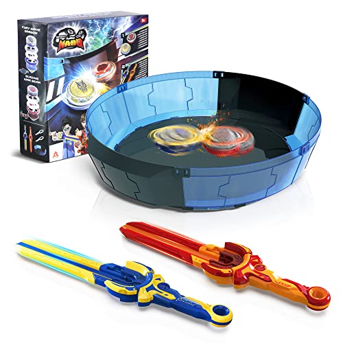 Infinity Nado Stadium  Battling Tops Burst Toy for Boys Grils Age 812  Including Stadium 2 Gaming Top Toys 2 Sword Launcher  Sapphire Blue and Flame Red - Image 1