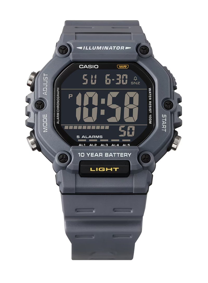 CASIO ساعة رقمية AE-1600H-8BV، علبة ريزين رمادية 49.7 مم 100 متر مقاومة للماء، بطارية تدوم 10 سنوات - Image 2