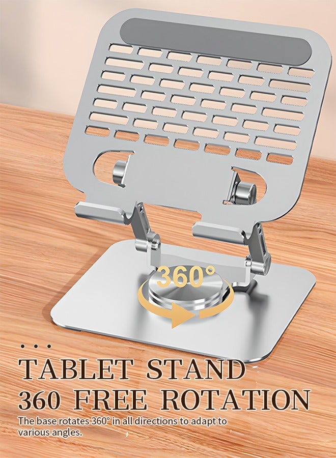 HABIBI Desktop Metal Computer Stand. Foldable Tablet Holder , 360° Rotating Laptop Stand, Hollow Heat Dissipation, Lightweight And Portable, Suitable For 10-14 Inch Laptops, Tablet - Image 2