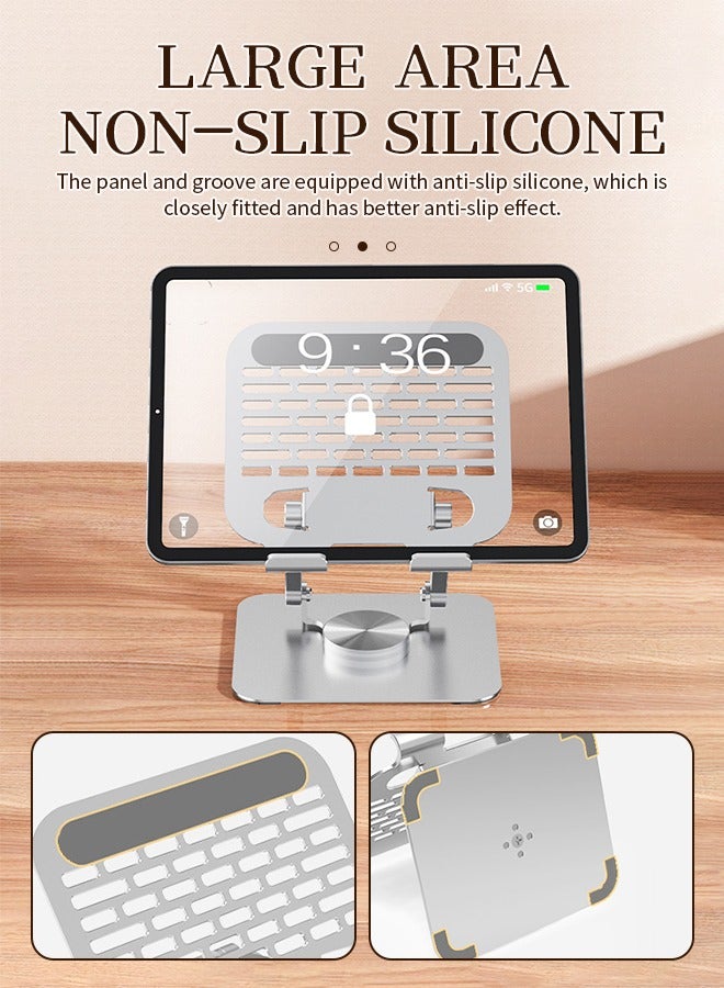 HABIBI Desktop Metal Computer Stand. Foldable Tablet Holder , 360° Rotating Laptop Stand, Hollow Heat Dissipation, Lightweight And Portable, Suitable For 10-14 Inch Laptops, Tablet - Image 4