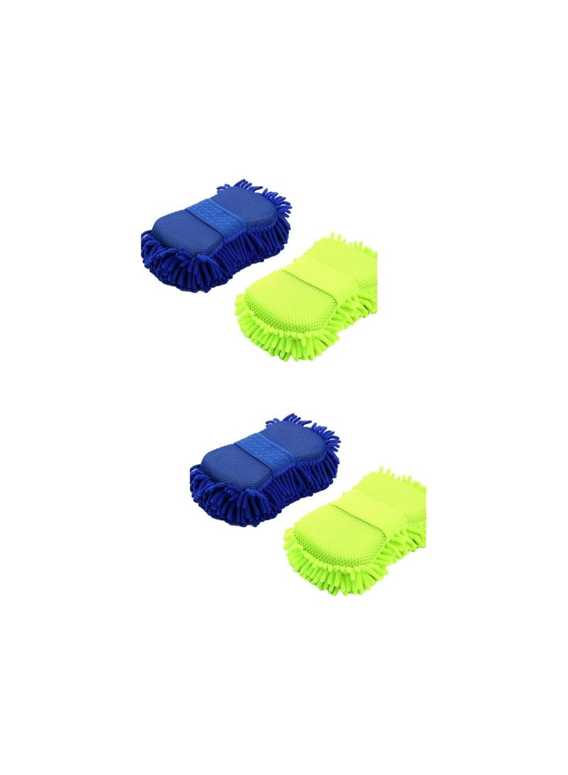 GGOOT 4 pcs microfiber gloves for cleaning grooming gloves car wash glove microfiber car wash mitt car sponge car cleaning mitt auto wash gloves automatic cleaning sponge block  - Image 1