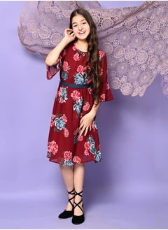 LILPICKS Floral Print Belted Fit & Flare Dress by Styli  - Image 5