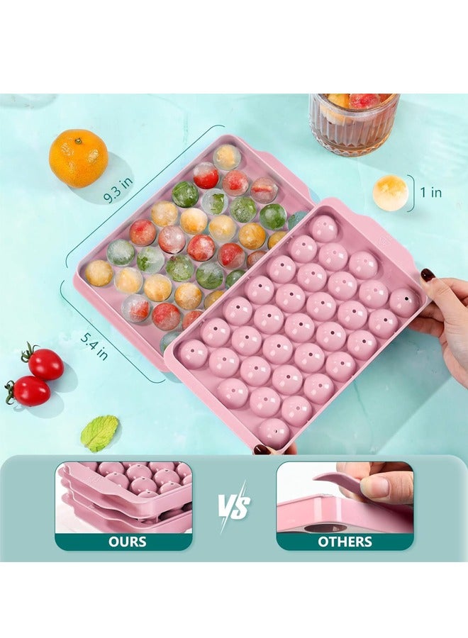 Padom 3 Pack Ice Trays for Freezer, 99 PCS Ice Cube Tray with Lid and Bin, Round Ice Cube Trays for Freezer, Circle Ice Cube Tray for Chilling Drinks(PINK) - Image 2