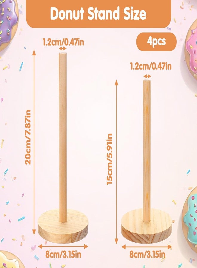 guduling 4 Pcs Donut Holder, Wooden Donut Holder Stand Party Set of 4, Durable Donuts Stands with Round Base for Donuts, Cupcakes & Pastries, Party Serving Set for Weddings & Bakeries - Image 2