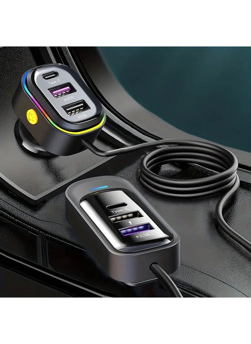 Cross-border explosions multi-port car charger super fast charger supports Android interface 1.5 expansion car charger black