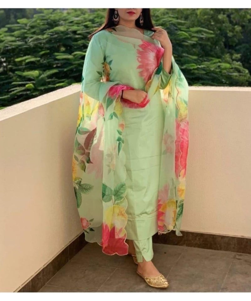 PATLANI Women's Full Stitched Solid Salwar Suits With Floral Printed Dupatta. - Image 2