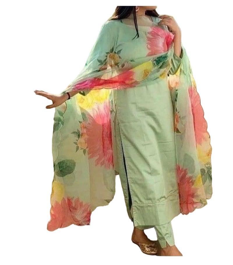 PATLANI Women's Full Stitched Solid Salwar Suits With Floral Printed Dupatta. - Image 5