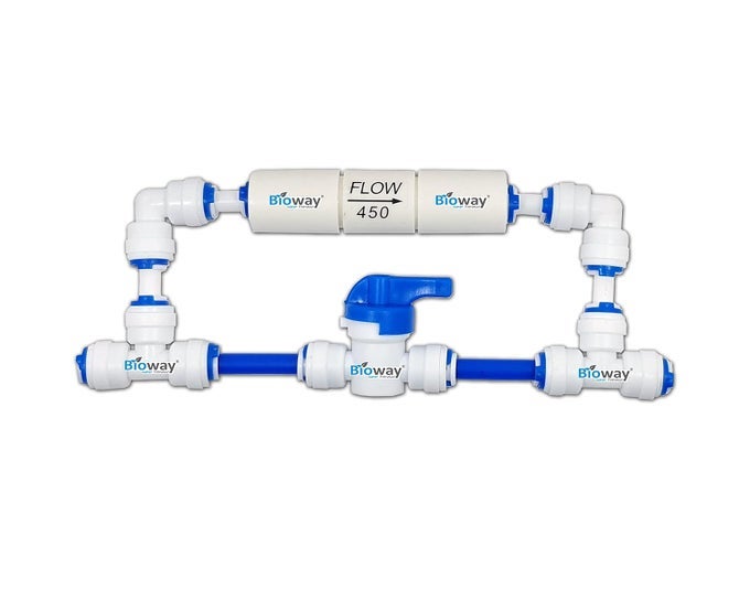 DIY 14 INCH QC RO MEMBRANE FLUSHING COMPLETE KIT WITH FR FLOW RESTRICTOR MANUAL FLUSHER VALVE FOR RO WATER PURIFIER FOR ENHANCE MEMBRANE LIFE SUITABLE WITH ALL TYPE RO WATER PURIFIER FR450