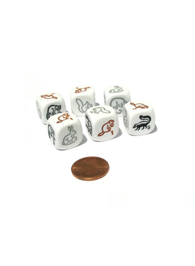 Koplow Games Set Of 6 Woodland Creatures 16Mm D6 Animal Dice White With Multicolor Etches - Image 4