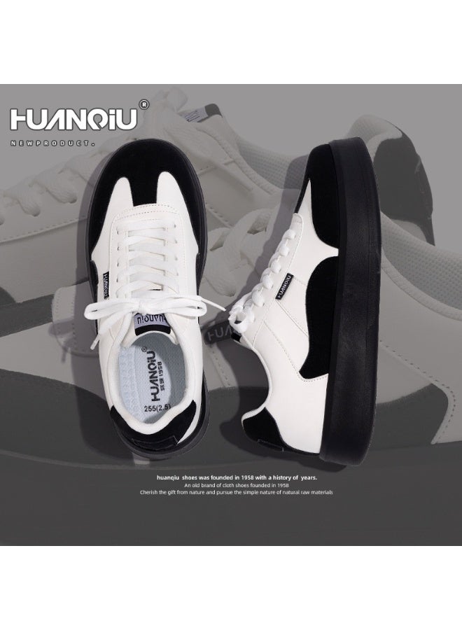 HUANQIU 1958 Black & White Platform Sneakers Unisex Suede Leather Casual Daily Trainers - Image 3