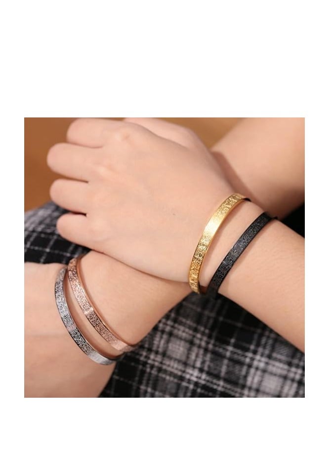Showday Showday Islamic Jewelry Gifts for Women Allah Gold Bangles Bracelets Ayatul Kursi Arabic Cuff Bracelet for Women Men Islam Eid Ramadan New Year Gifts Unisex  - Image 4