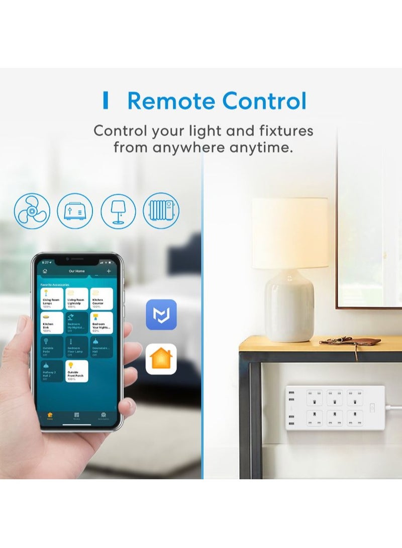 ميروس Meross Smart Power Strip, 6 Outlets + 4 USB Ports Smart Extension Lead, Compatible with Apple HomeKit - Image 5
