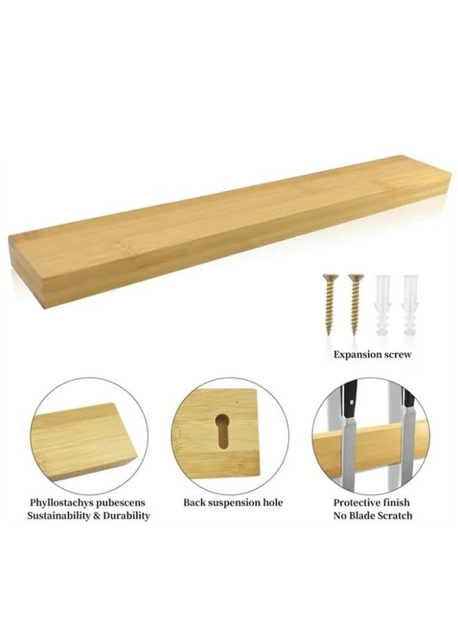 Osowake 16 Inch Magnetic Knife Strip, Bamboo Wood Powerful Magnetic Knife Holder for Wall, Wall Mounted Bamboo Kitchen Knife Bar Rack for Home Kitchen Utensil & Tool Holder - Image 3
