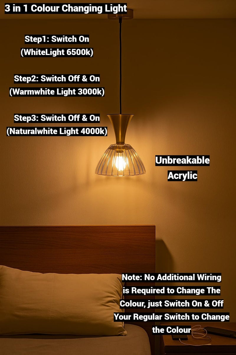 FILLISKA® Luxurious Hanging/Pendant Light. Warmwhite Light (Acrylic & Gold Finish-551) - Image 2