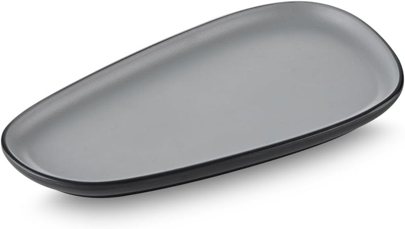 Servewell Harmony Melamine Trapezoidal Plate - Grey Outside, White Inside with Dots (32.7x18.73x2.07cm)