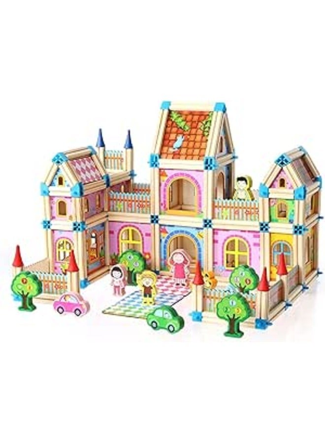 Loquat Wooden Construction Bricks, Building Blocks Set，Variety of Shapes House Model Game Castle and Farm Building Set, Castle Construction Blocks for Boys and Girls Birthday Party Favors (268PCS) - Image 1