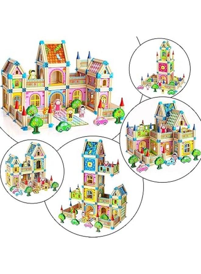Loquat Wooden Construction Bricks, Building Blocks Set，Variety of Shapes House Model Game Castle and Farm Building Set, Castle Construction Blocks for Boys and Girls Birthday Party Favors (268PCS) - Image 4