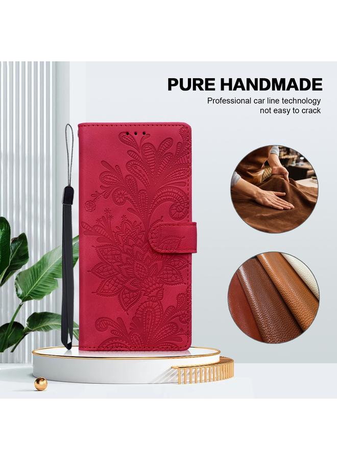 S-TOP Case For Samsung Galaxy A26 5G Lace Floral Embossed Magnetic Buckle PU Phone Case With Wrist Strap - Image 2