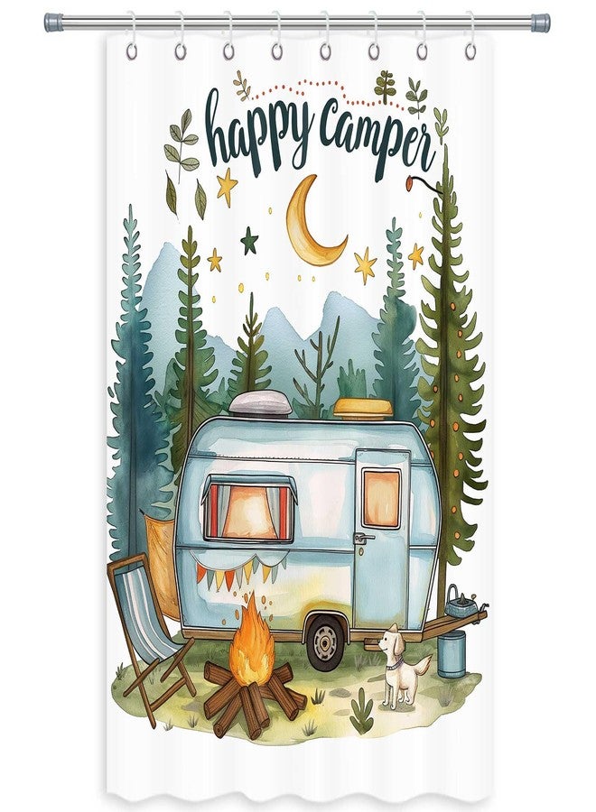 ICTEISOM Happy Camper Small Stall RV Shower Curtain Rustic Tree Mountain Adventure Tent Camping Bathroom Curtains Travel Trailer Bathroom Accessories Set with Hooks 47 x 64 Inches - Image 3
