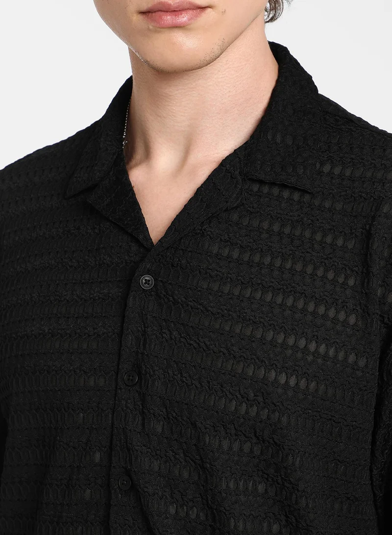كامبوس سوترا Men's Midnight Black Marquise Knit Shirt