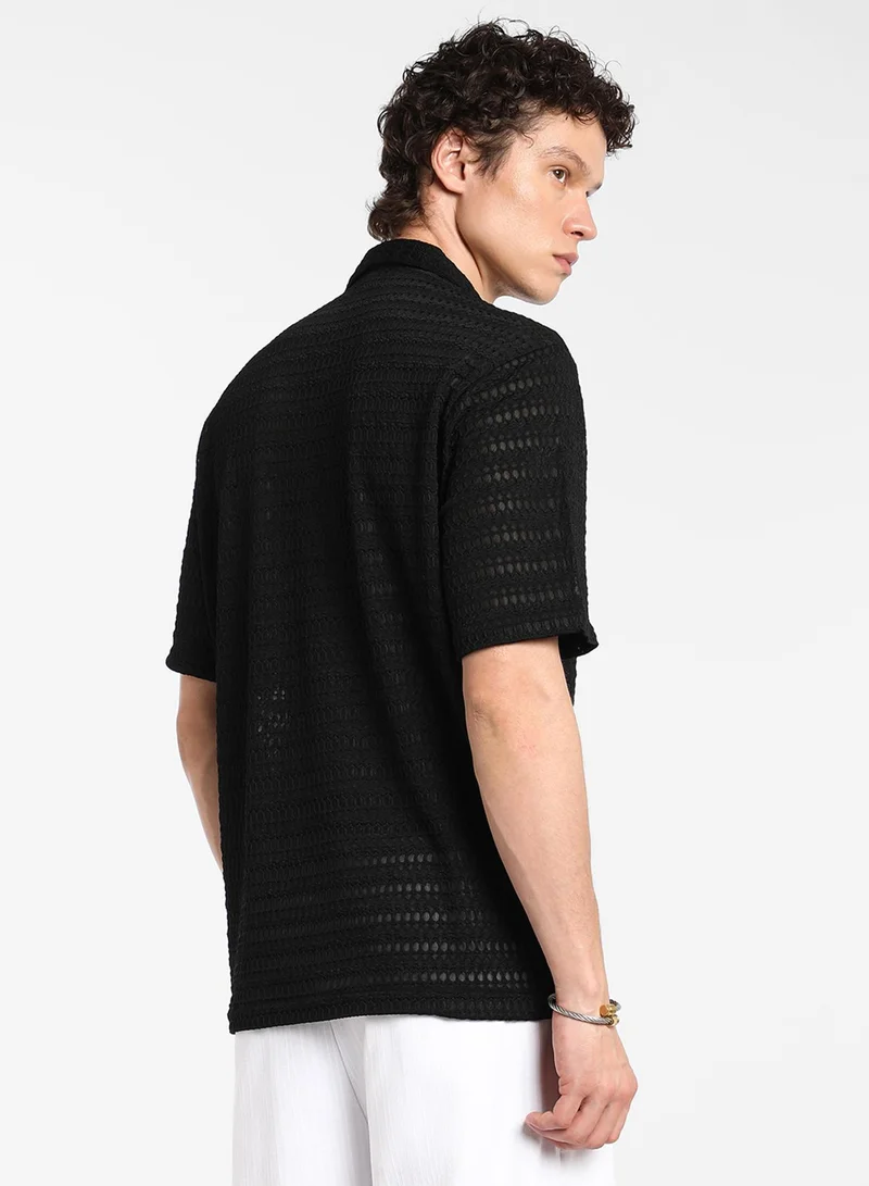 كامبوس سوترا Men's Midnight Black Marquise Knit Shirt
