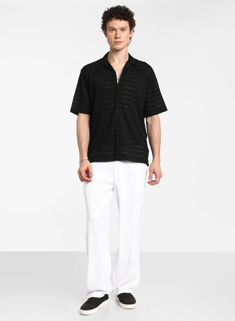 كامبوس سوترا Men's Midnight Black Marquise Knit Shirt