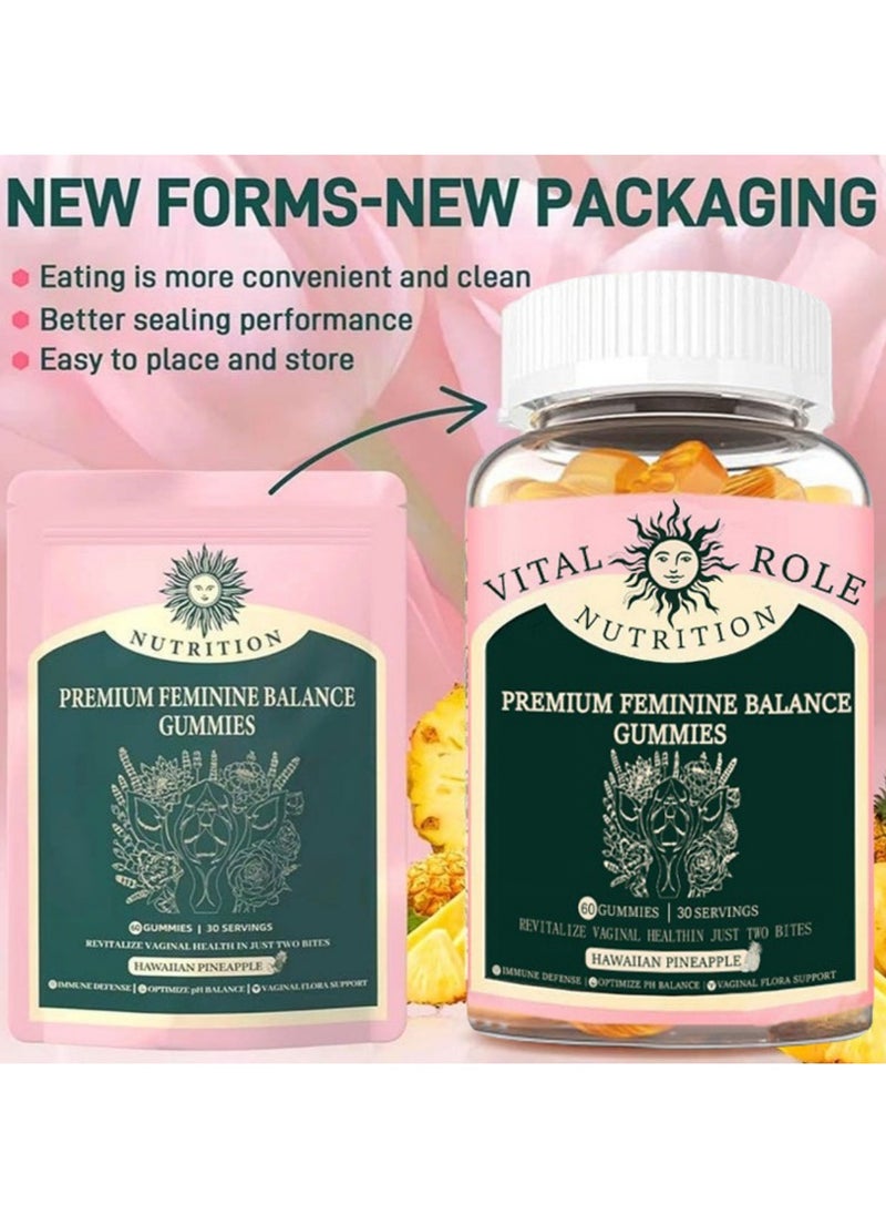 Nutrition Vital Source Nutrition Premium Feminine Balance Gummies for Women’s Health Wellness Immune Support Vegan Gluten Free Hawaiian Pineapple 60 Gummies 30 Servings New Packaging  - Image 1