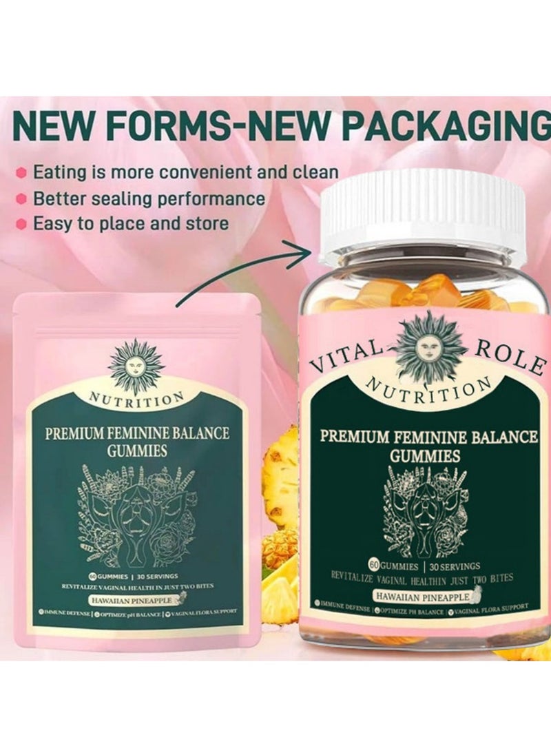 Nutrition Vital Source Nutrition Premium Feminine Balance Gummies for Women’s Health Wellness Immune Support Vegan Gluten Free Hawaiian Pineapple 60 Gummies 30 Servings New Packaging  - Image 4
