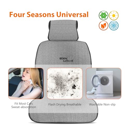 Sojoy IsoTowel Car Seat Cover for Front Seat,Breathable Fabric with Non-Slip Bottom,Comfort Car Seat Protector for Cold Weather (Black & White) - Image 3