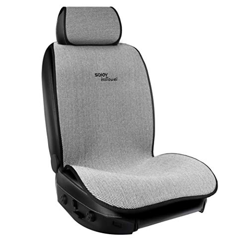 Sojoy IsoTowel Car Seat Cover for Front Seat,Breathable Fabric with Non-Slip Bottom,Comfort Car Seat Protector for Cold Weather (Black & White) - Image 1