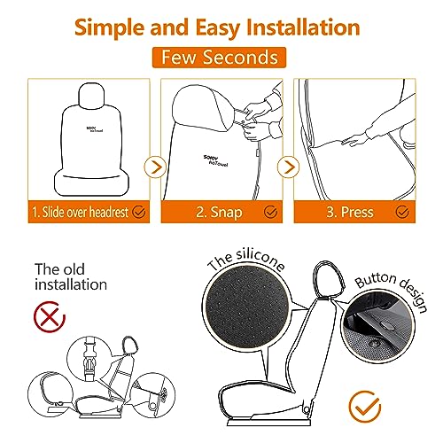 Sojoy IsoTowel Car Seat Cover for Front Seat,Breathable Fabric with Non-Slip Bottom,Comfort Car Seat Protector for Cold Weather (Black & White) - Image 5
