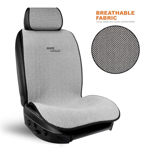 Sojoy IsoTowel Car Seat Cover for Front Seat,Breathable Fabric with Non-Slip Bottom,Comfort Car Seat Protector for Cold Weather (Black & White) - Image 4