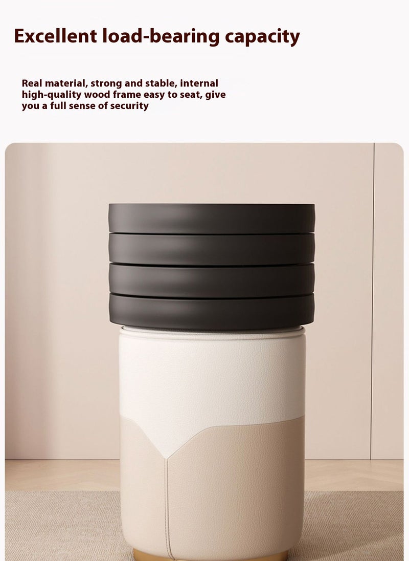 Sharpdo كرسي دائري من الجلد المستورد، مناسب للمدخل، طاولة التجميل، غرفة النوم 32*32*42 سم - Image 4