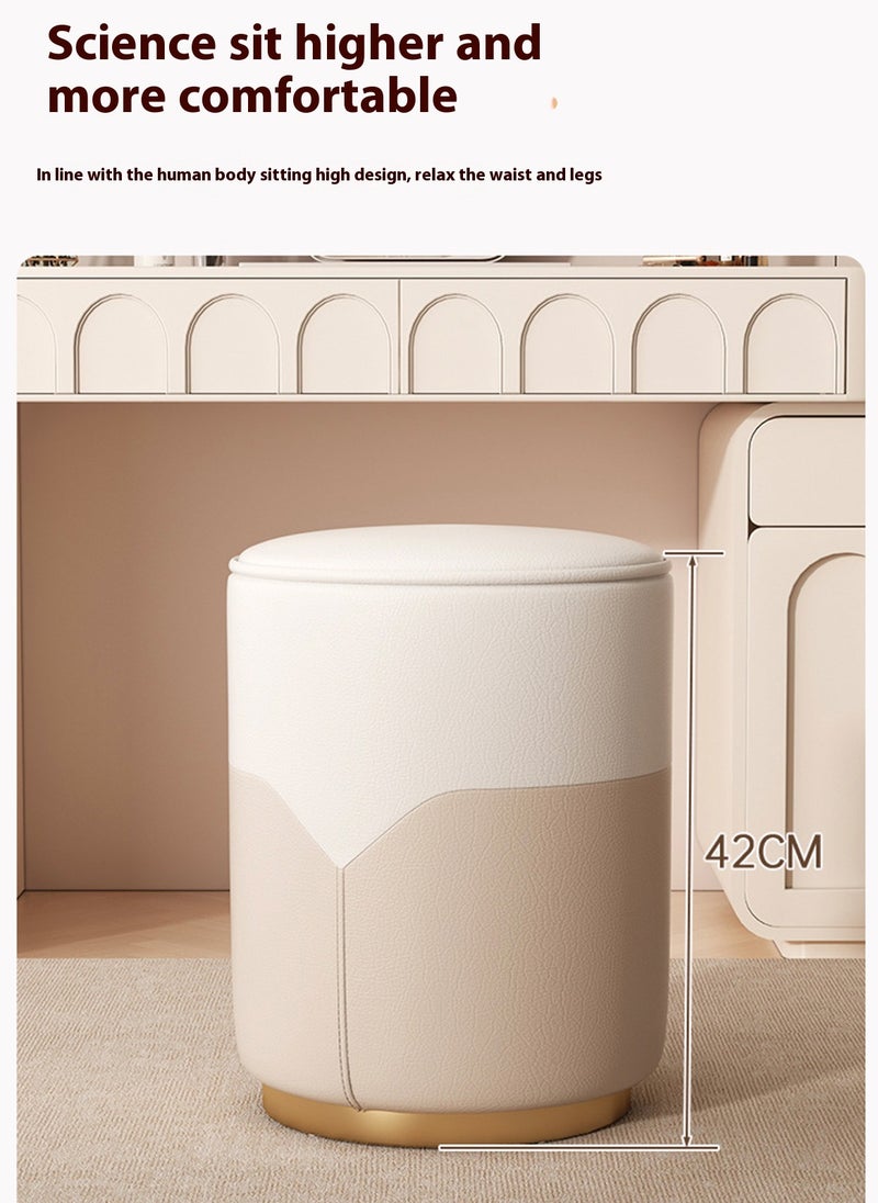 Sharpdo كرسي دائري من الجلد المستورد، مناسب للمدخل، طاولة التجميل، غرفة النوم 32*32*42 سم - Image 3