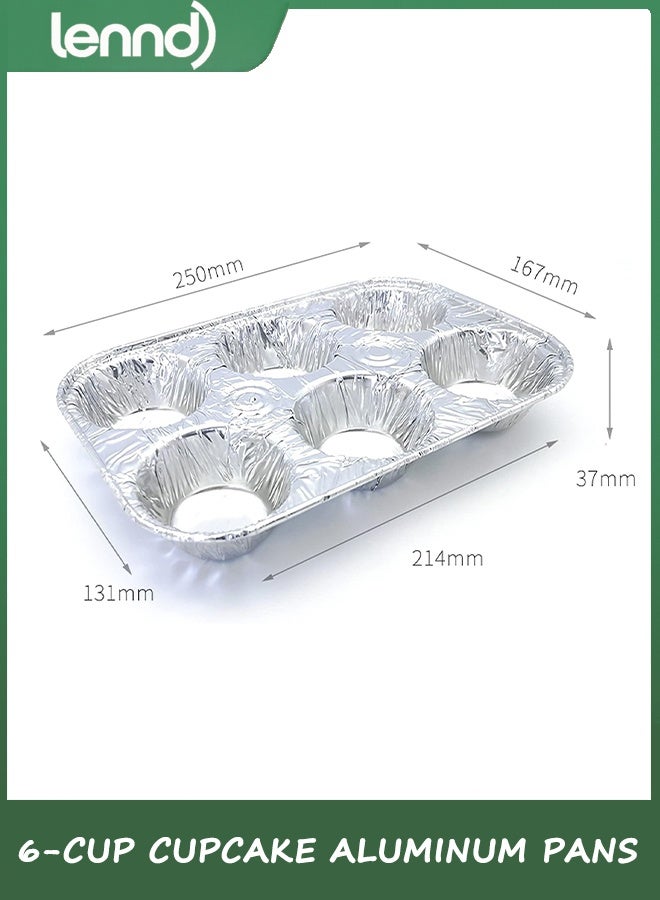لينند (10pack Muffin Pan 6-Cup Cupcake Aluminum Pans Favorite Muffin Tin Size for Baking Cupcakes Muffins and Mini Pies - Standard Size - Image 4