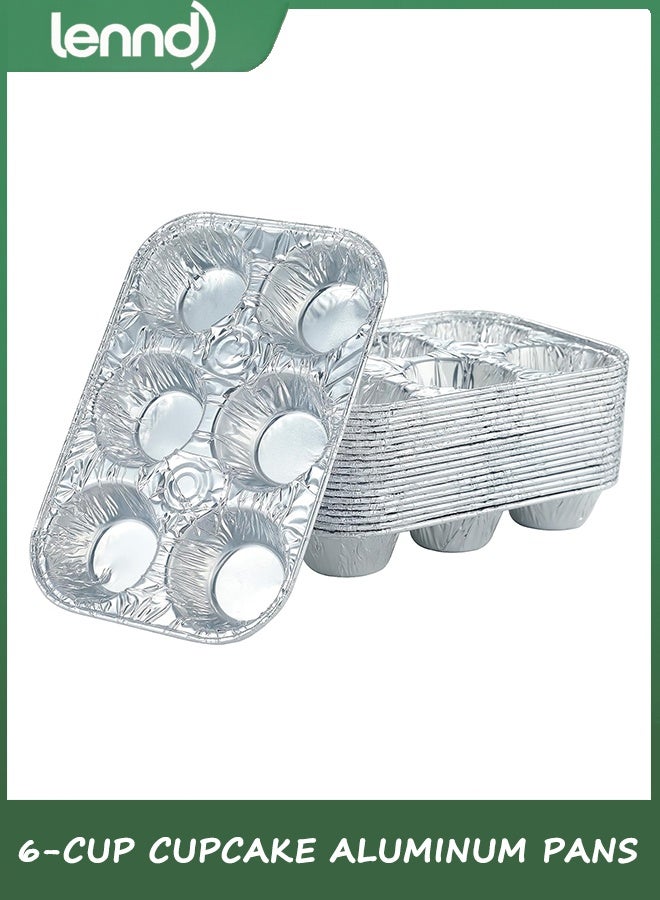 لينند (10pack Muffin Pan 6-Cup Cupcake Aluminum Pans Favorite Muffin Tin Size for Baking Cupcakes Muffins and Mini Pies - Standard Size - Image 2