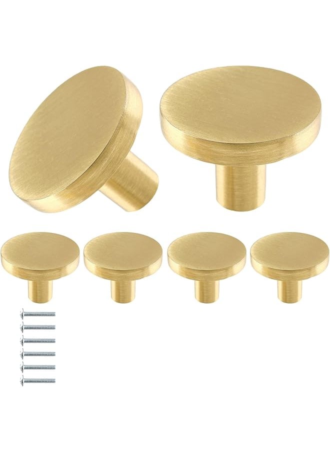 PROMASS promass 6pcs Gold Cabinet Knobs, Zinc Alloy Brushed Brass Cabinet Ring Pulls Dresser Handles Furniture Hardware for Kitchen Cupboard Drawers Closet Door,Easy to Install (Style1)  - Image 1