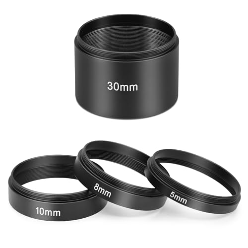 Astromania Extension Tube, 2 Telescope Extension Tube Kit with M48x0.75 on Both Sides - Length 5mm 8mm 10mm 30mm, Metal Telescope Accessories Fit Astronomical Telescopes & Camera for Astrophotography - Image 1