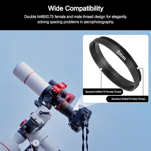 Astromania Extension Tube, 2 Telescope Extension Tube Kit with M48x0.75 on Both Sides - Length 5mm 8mm 10mm 30mm, Metal Telescope Accessories Fit Astronomical Telescopes & Camera for Astrophotography - Image 3